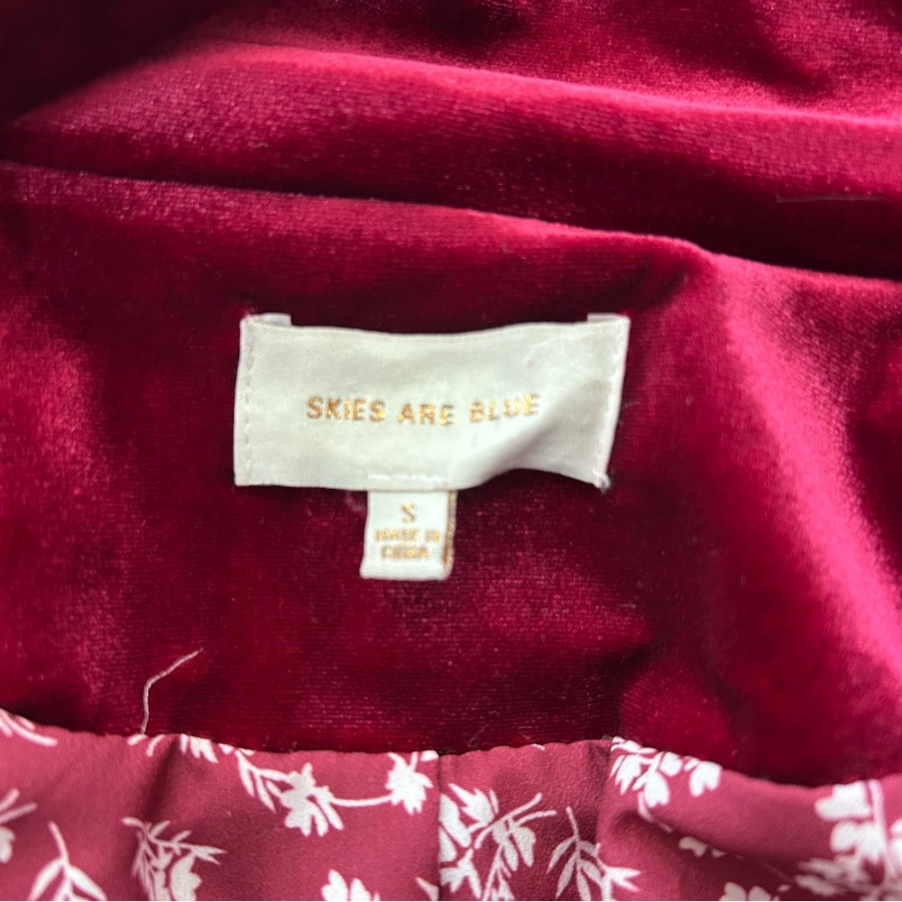 Skies Are Blue Deep Red Velvet Blazer - Picture 10 of 12